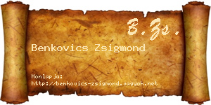Benkovics Zsigmond névjegykártya